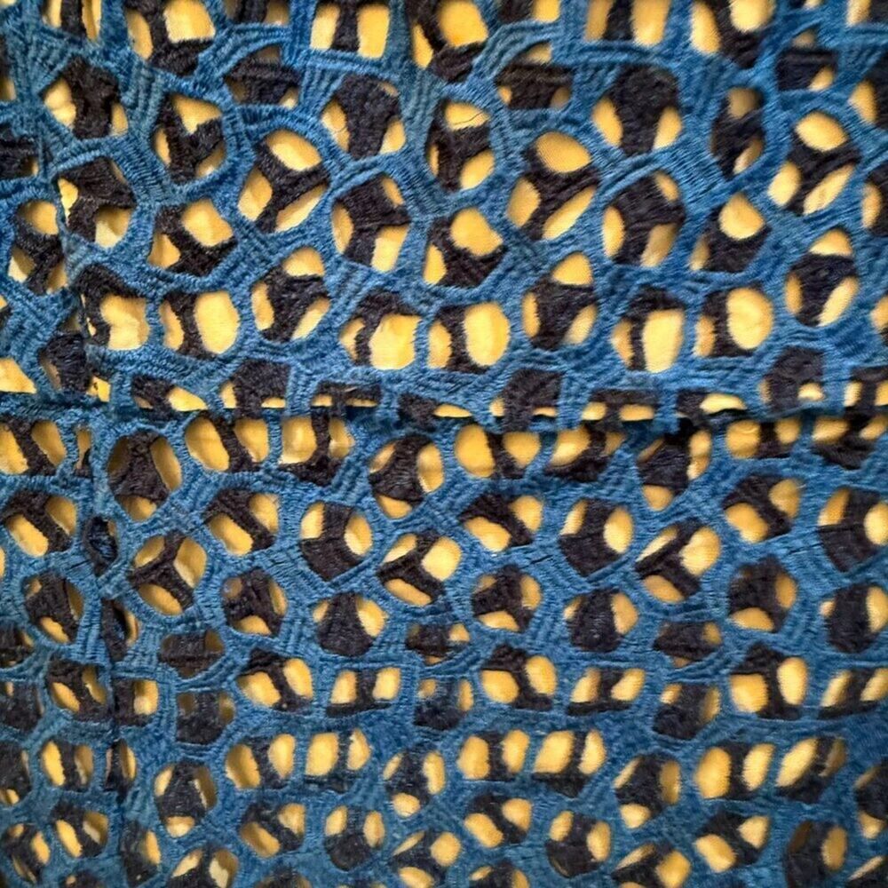 French Connection Wilma Blue Crochet Knit Mini Dress Size 6 Summer Boho - Picture 6 of 13